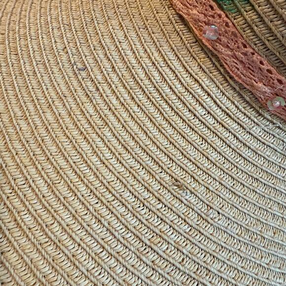 Super Fun Aloha Wide Brimmed Pineaple and Flower Sun Hat Size 8 - Picture 8 of 9